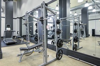 State-of-the-art fitness center with cardio theater, treadmill, eSpinner, Nautilus, Smith machine, free weights and other equipment